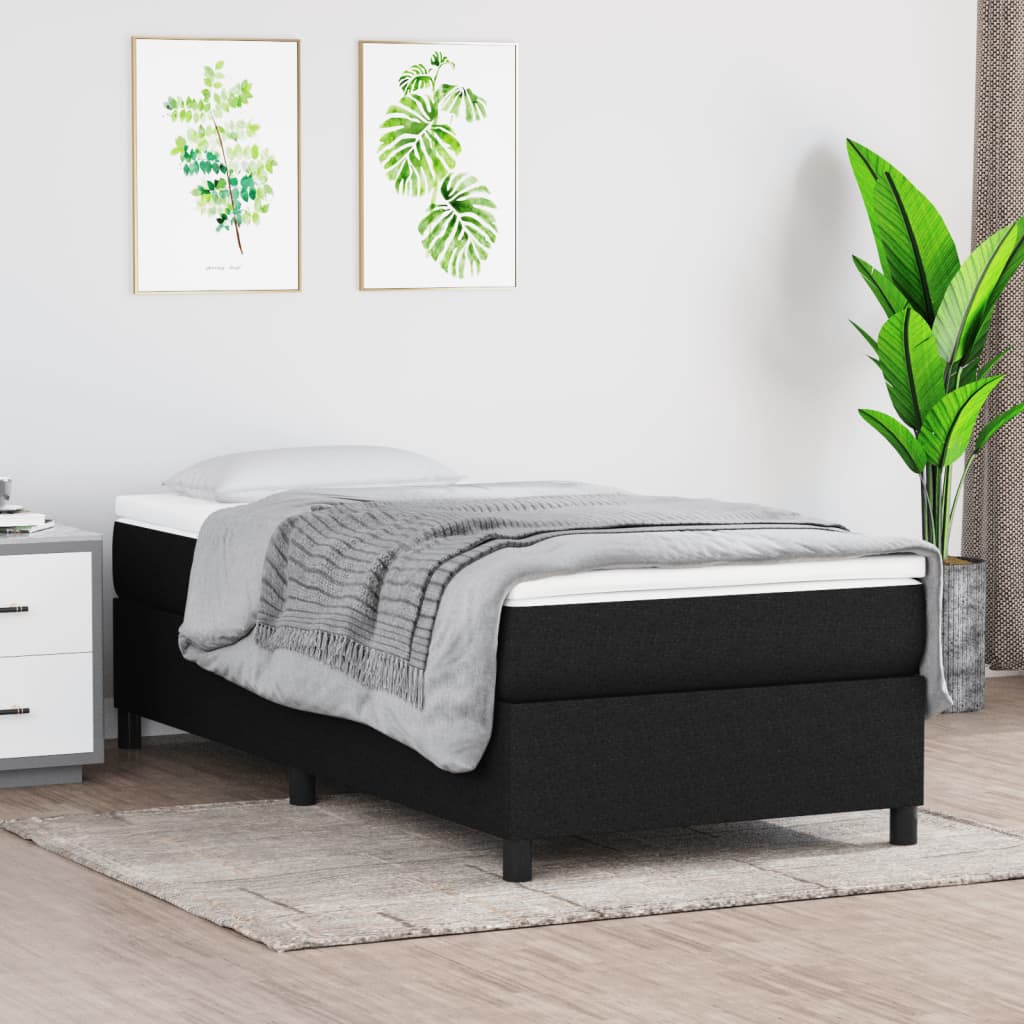 Vetonek Estructura de cama sin colchón tela negro 90x190 cm