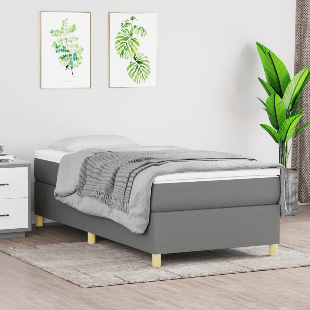 Vetonek Estructura de cama sin colchón tela gris oscuro 90x190 cm