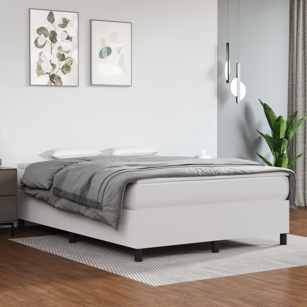 Vetonek Estructura de cama sin colchón cuero sintético blanco 140x190cm