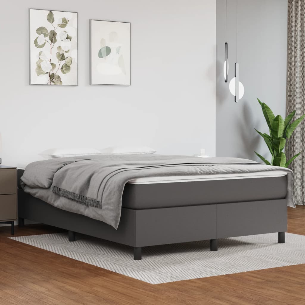 Vetonek Estructura de cama sin colchón cuero sintético gris 140x190 cm