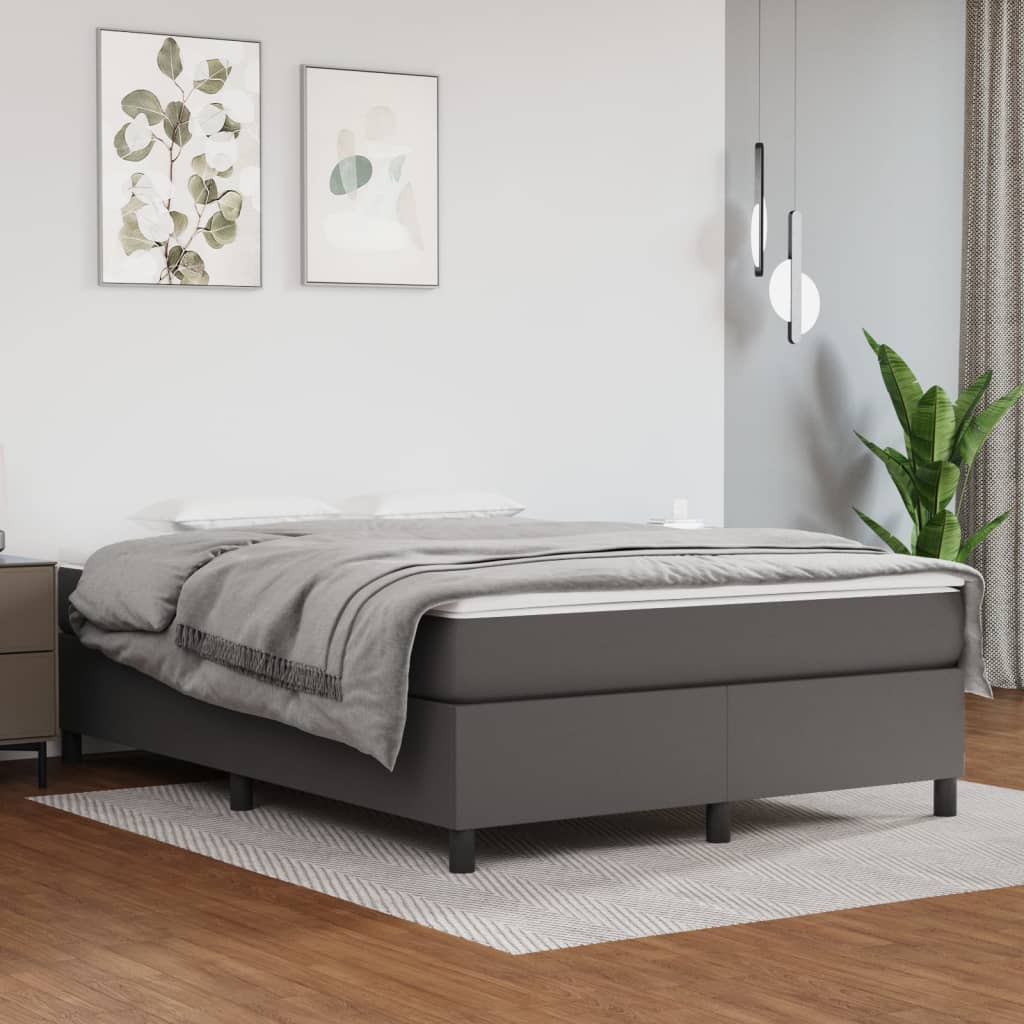 Vetonek Estructura de cama sin colchón cuero sintético gris 140x200 cm