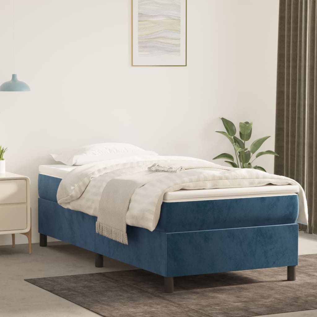 Vetonek Estructura de cama sin colchón terciopelo azul oscuro 80x200 cm