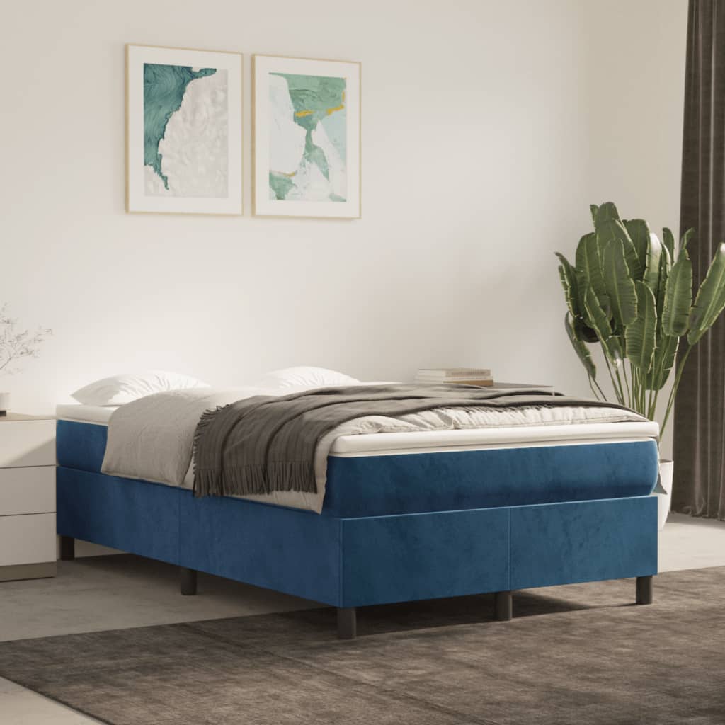 Vetonek Estructura de cama sin colchón terciopelo azul oscuro 120x200cm