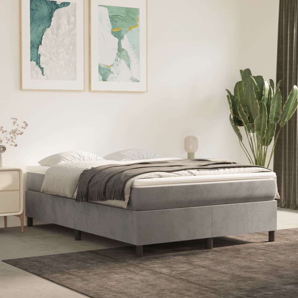 Vetonek Estructura de cama sin colchón terciopelo gris claro 140x190 cm