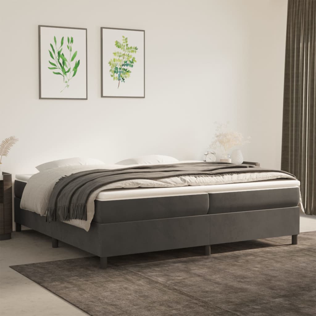 Vetonek Estructura cama sin colchón terciopelo gris oscuro 200x200 cm