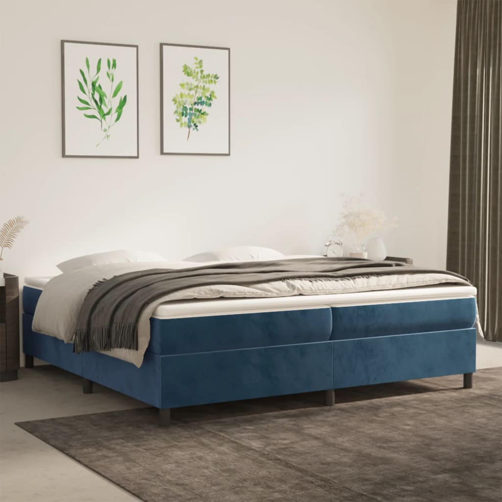 Vetonek Estructura cama sin colchón terciopelo azul oscuro 200x200 cm