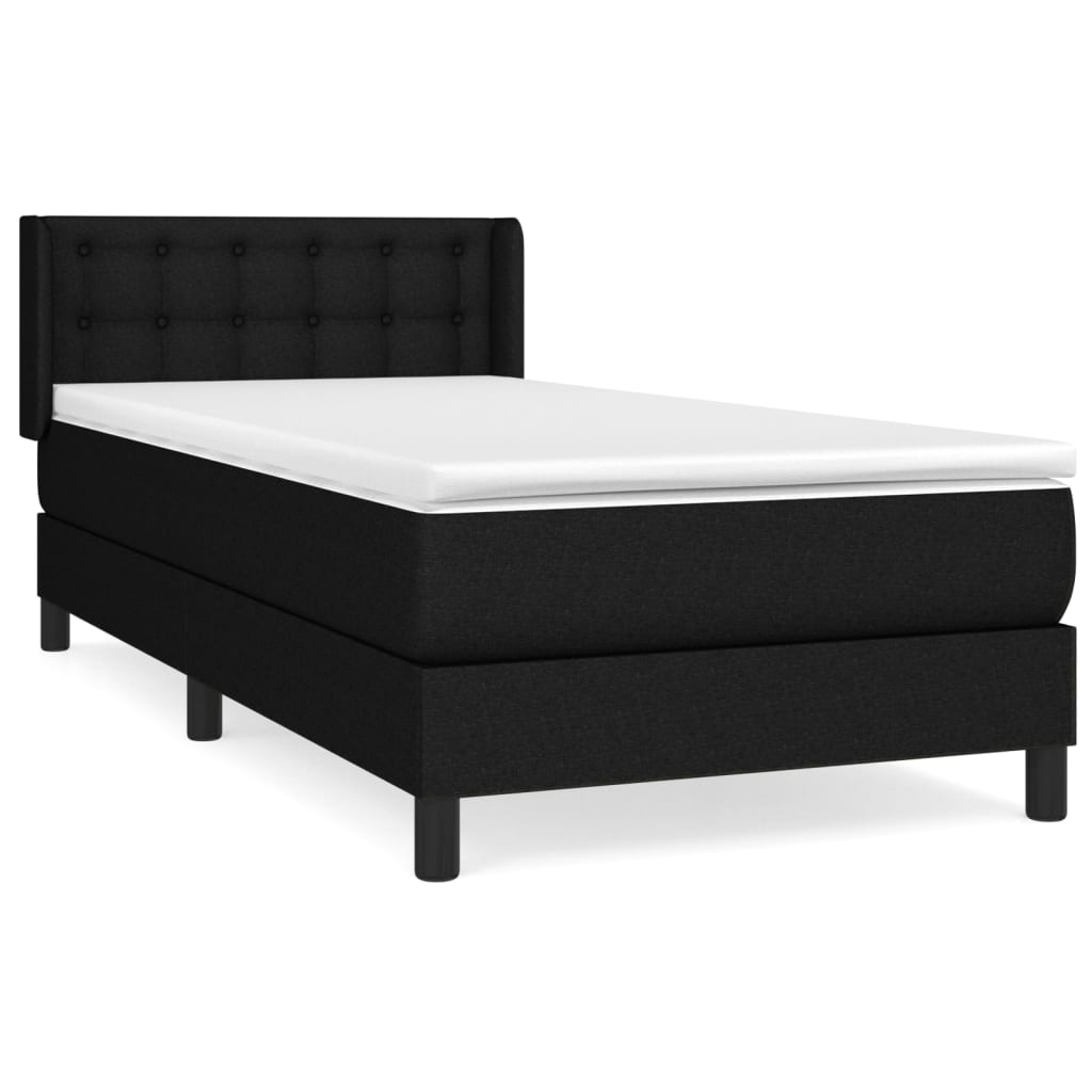 Cama box spring con colchón tela negro 80x200 cm V7609 Vetonek