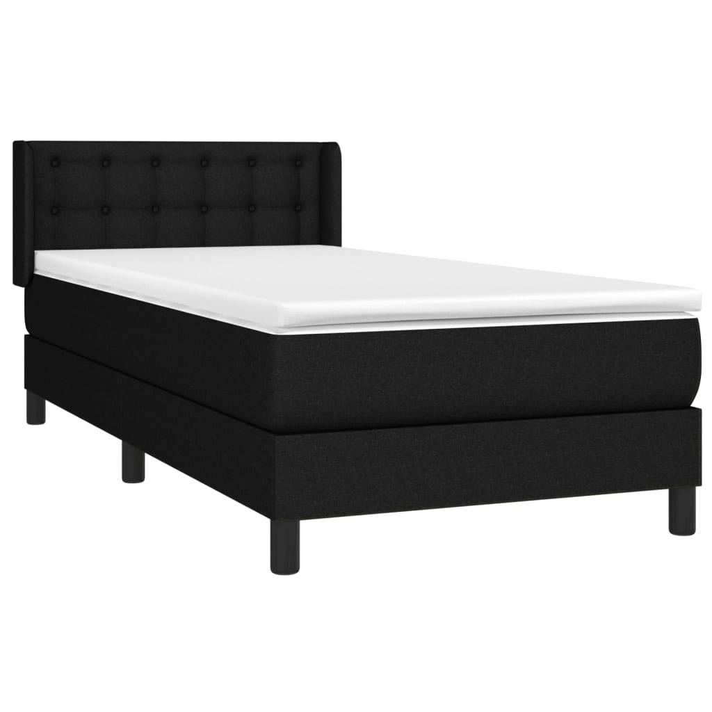 Cama box spring con colchón tela negro 80x200 cm V7609 Vetonek