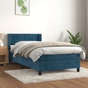 Cama box spring con colchón terciopelo azul oscuro 80x200 cm v7028 Vetonek