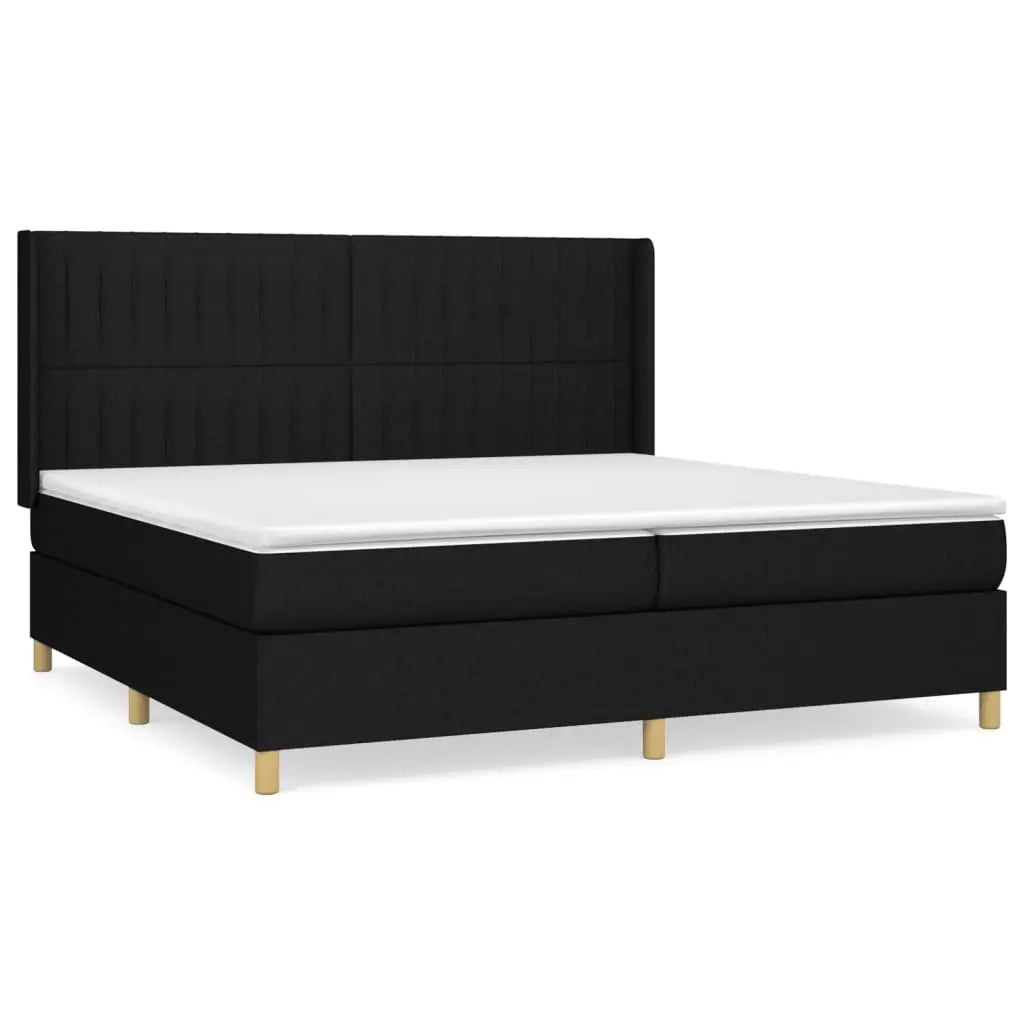 Cama box spring con colchón tela negro 200x200 cm V9526 Vetonek