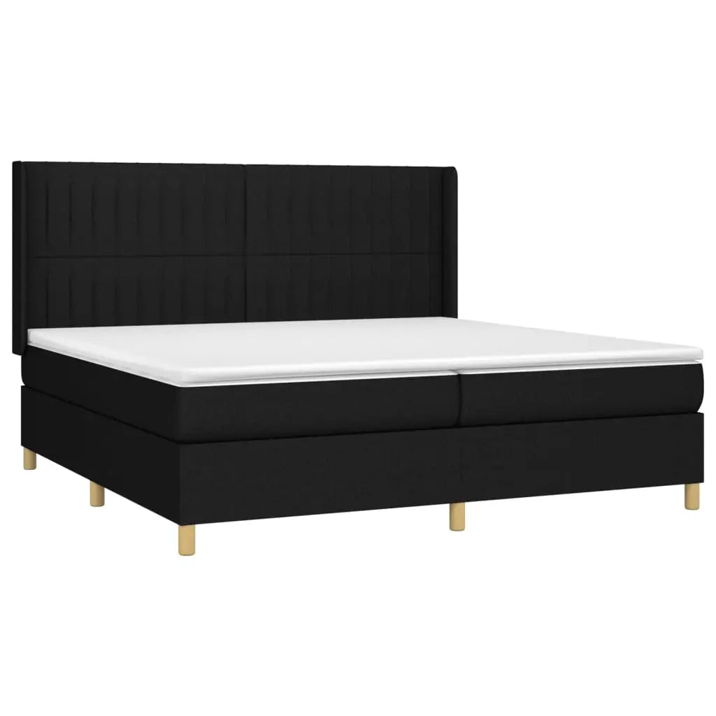 Cama box spring con colchón tela negro 200x200 cm V9526 Vetonek