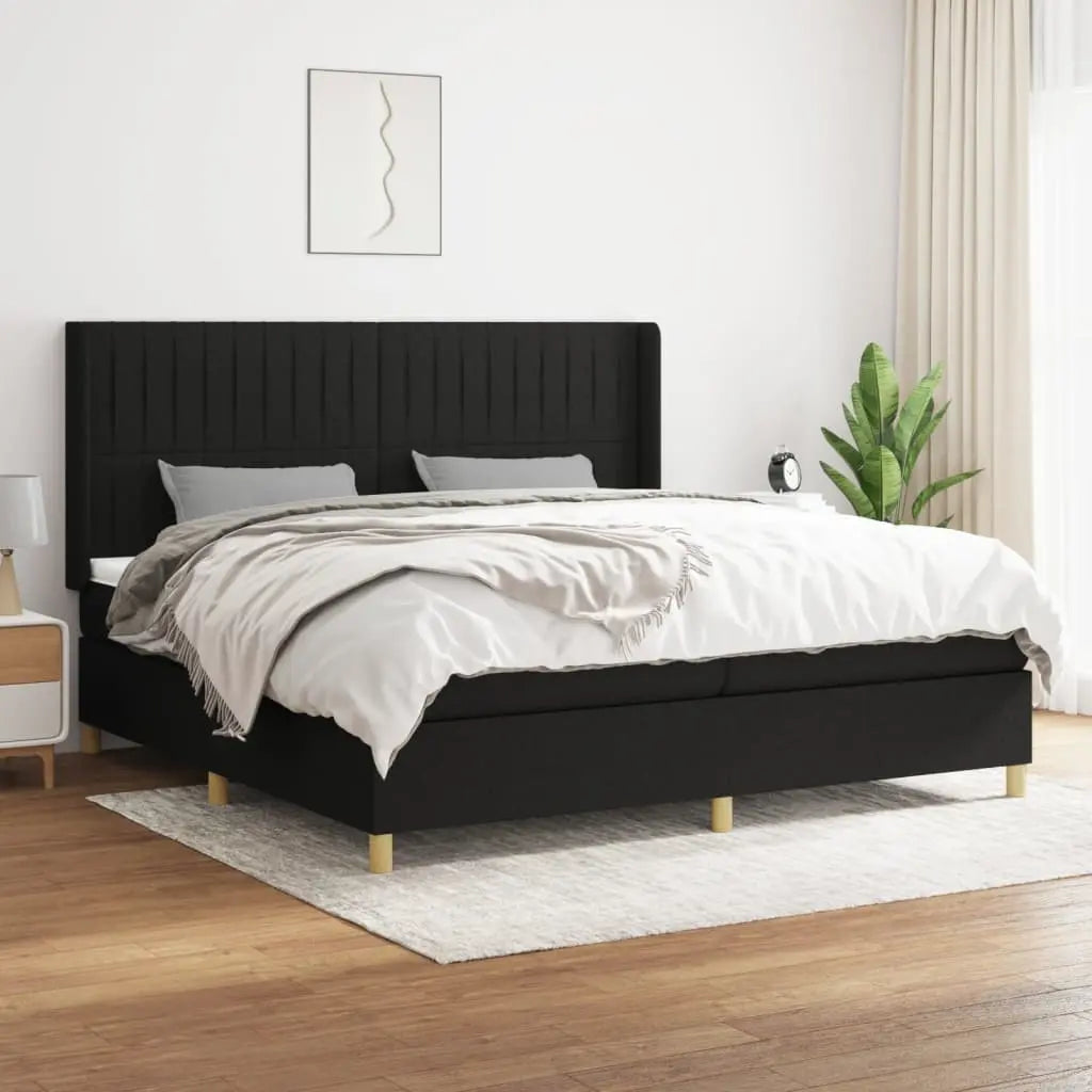 Cama box spring con colchón tela negro 200x200 cm V9526 Vetonek