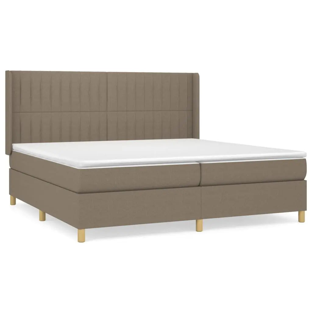 Cama box spring con colchón tela gris taupe 200x200 cm V9540 Vetonek