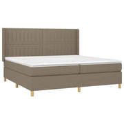 Cama box spring con colchón tela gris taupe 200x200 cm V9540 Vetonek