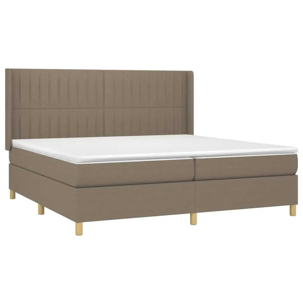 Cama box spring con colchón tela gris taupe 200x200 cm V9540 Vetonek