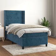 Cama box spring con colchón terciopelo azul oscuro 80x200 cm v3622 Vetonek