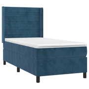 Cama box spring con colchón terciopelo azul oscuro 80x200 cm v4827 - Vetonek