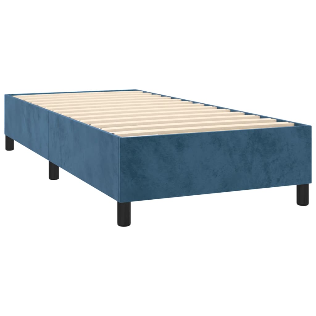 Cama box spring con colchón terciopelo azul oscuro 80x200 cm v4827 - Vetonek
