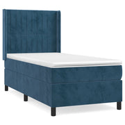 Vetonek Cama box spring con colchón terciopelo azul oscuro 80x200 cm