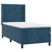 Cama box spring con colchón terciopelo azul oscuro 80x200 cm v5428 - Vetonek