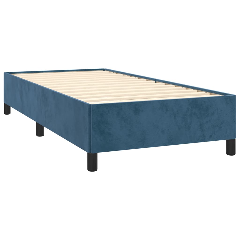 Cama box spring con colchón terciopelo azul oscuro 80x200 cm v5428 - Vetonek