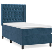 Vetonek Cama box spring con colchón terciopelo azul oscuro 80x200 cm