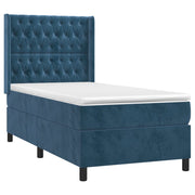 Cama box spring con colchón terciopelo azul oscuro 80x200 cm v6029 - Vetonek