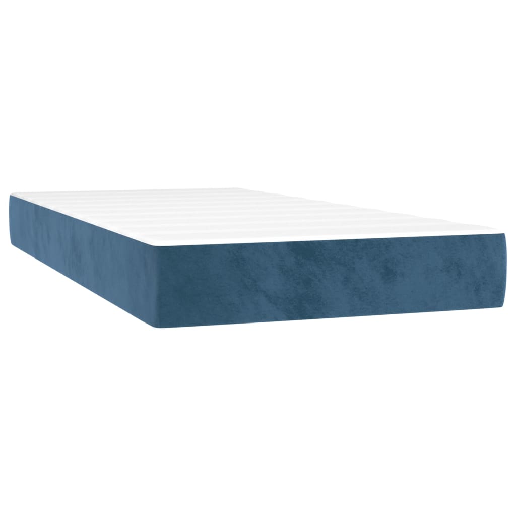 Cama box spring con colchón terciopelo azul oscuro 80x200 cm v6029 - Vetonek