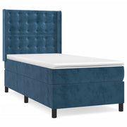 Vetonek Cama box spring con colchón terciopelo azul oscuro 80x200 cm