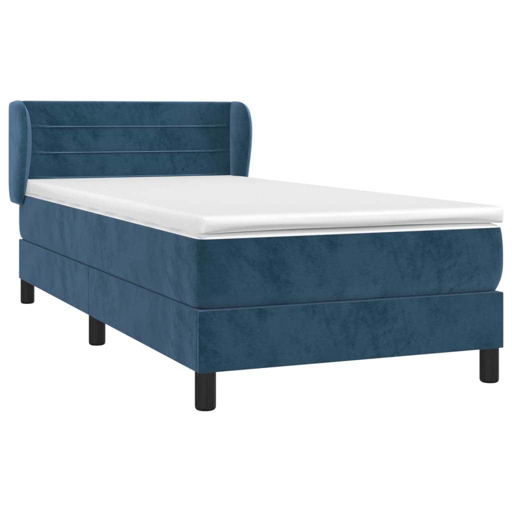 Cama box spring con colchón terciopelo azul oscuro 80x200 cm v3974 - Vetonek