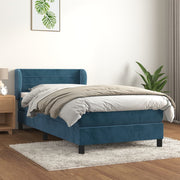 Cama box spring con colchón terciopelo azul oscuro 80x200 cm v3974 Vetonek