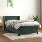 Cama box spring com colchão de veludo verde escuro 100x200 cm V4148 Vetonek