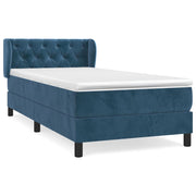 Cama box spring con colchón terciopelo azul oscuro 80x200 cm v5176 - Vetonek