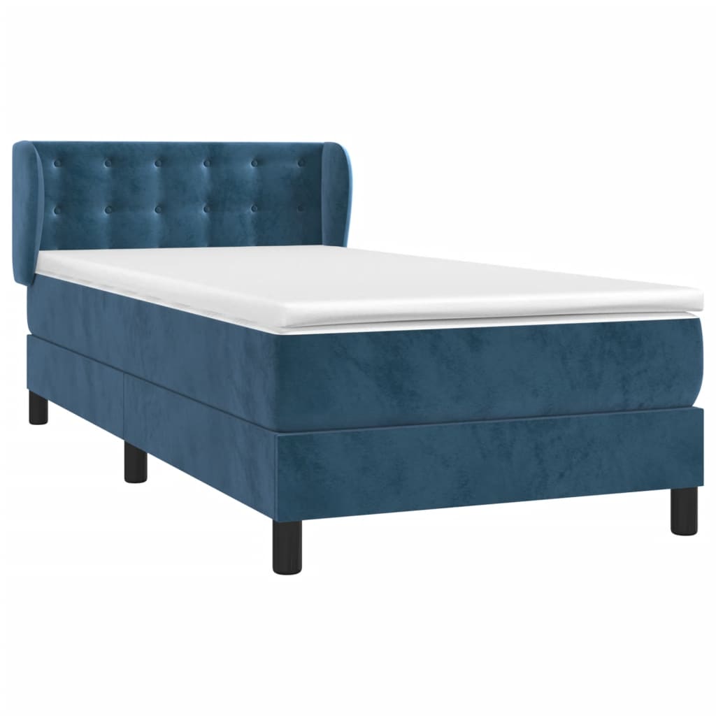 Cama box spring con colchón terciopelo azul oscuro 80x200 cm v5770 - Vetonek
