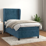 Cama box spring con colchón terciopelo azul oscuro 80x200 cm v1770 Vetonek