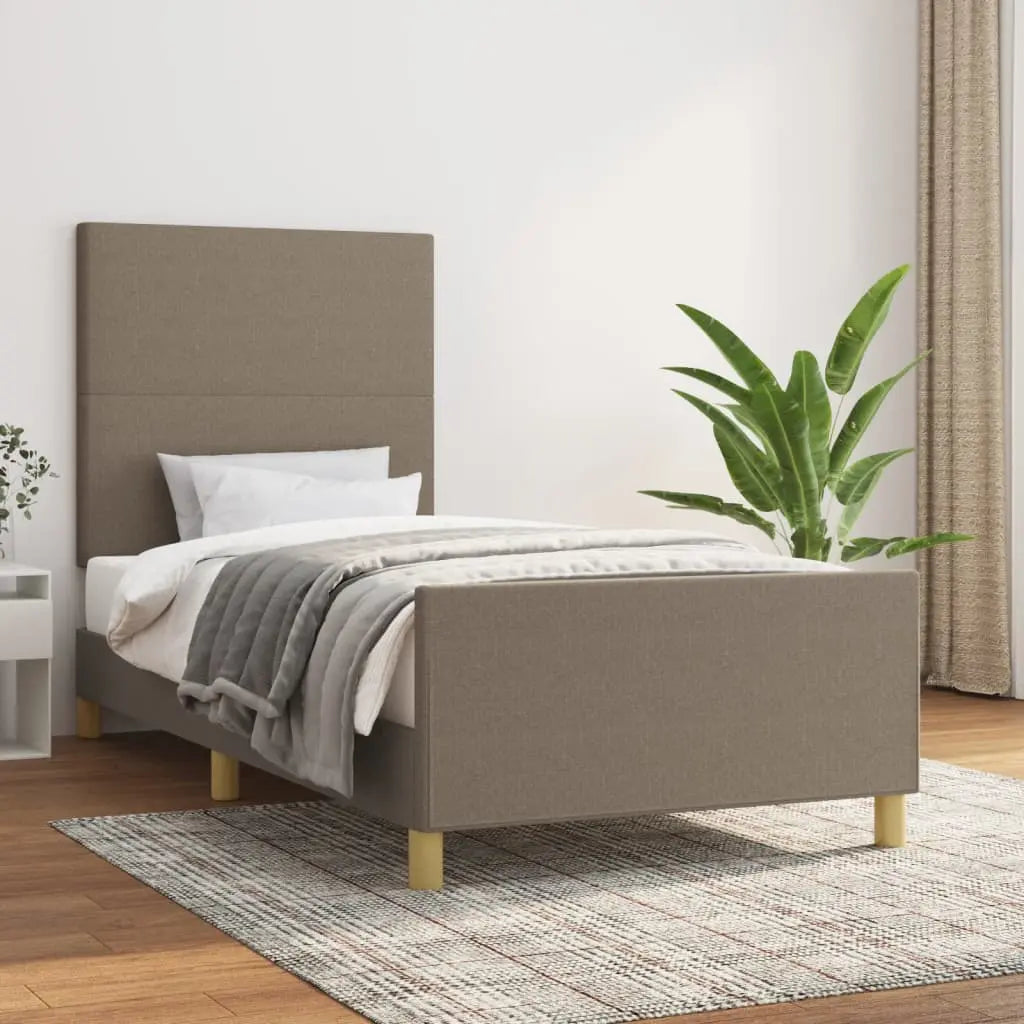 Vetonek Estructura de cama sin colchón tela gris taupe 90x190 cm