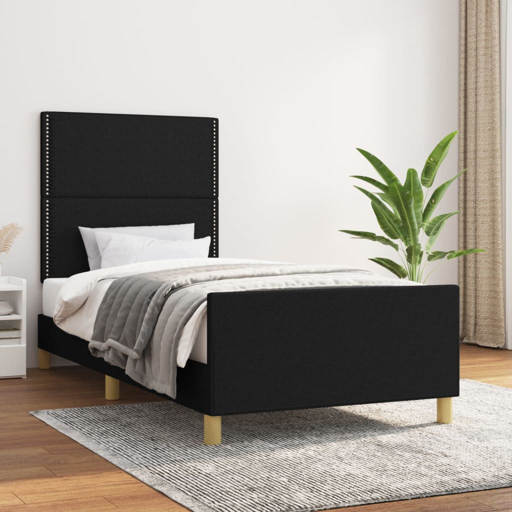 Estructura de cama sin colchón tela negro 90x190 cm v4436 Vetonek