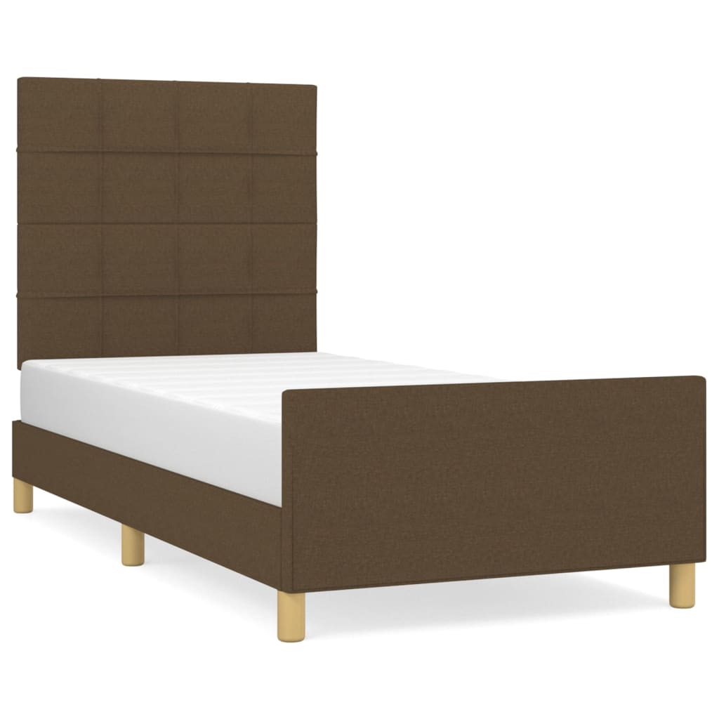 Vetonek Estructura de cama sin colchón tela marrón oscuro 90x190 cm