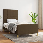 Estructura de cama sin colchón tela marrón oscuro 90x190 cm v5242 Vetonek