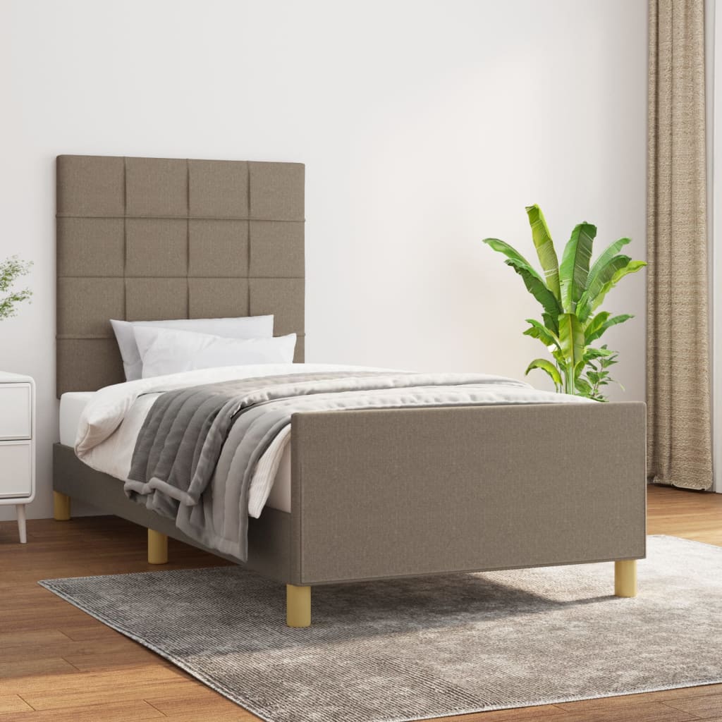 Vetonek Estructura de cama sin colchón tela gris taupe 90x190 cm