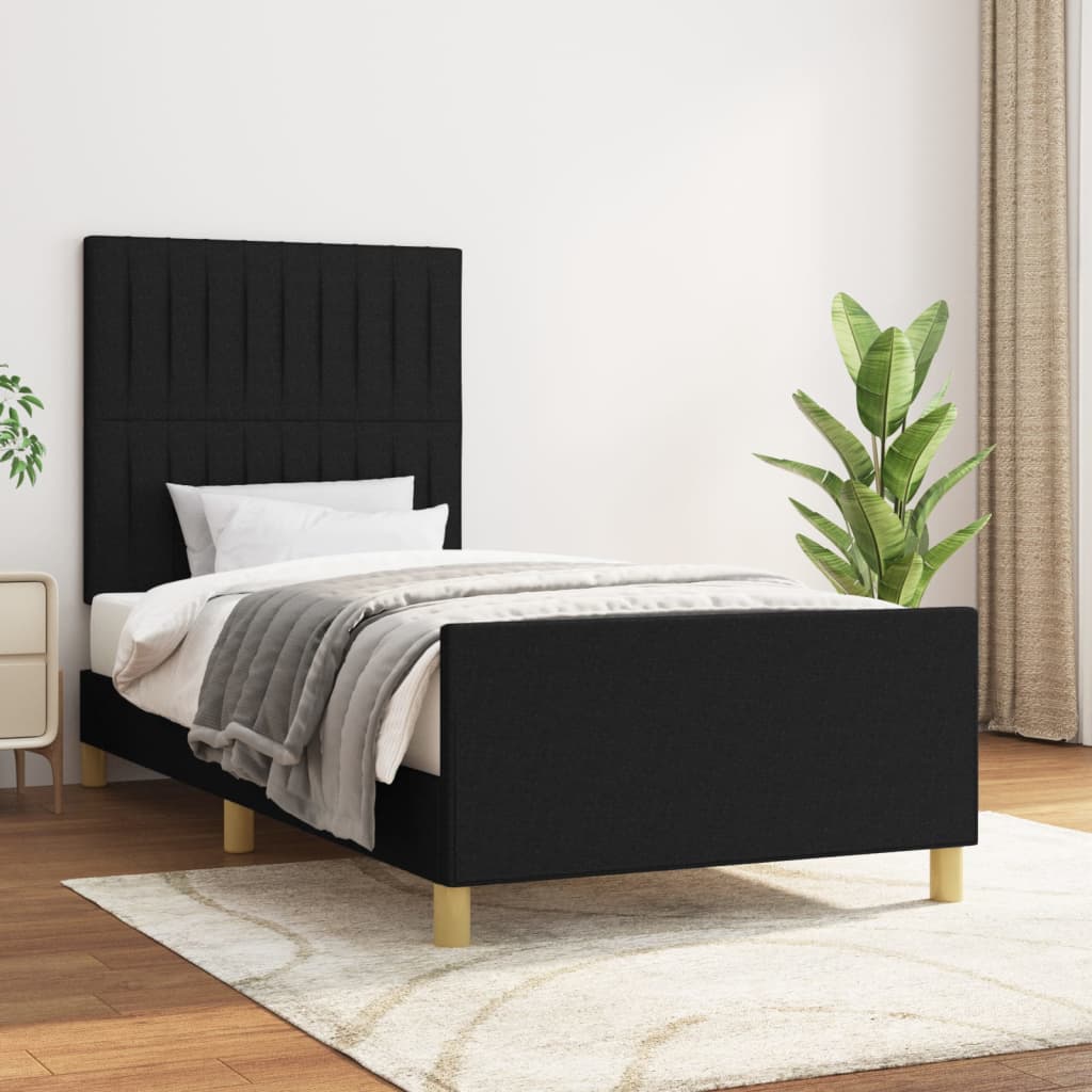 Estructura de cama sin colchón tela negro 90x190 cm v6836 Vetonek