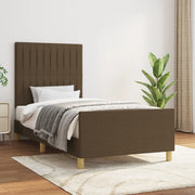 Estructura de cama sin colchón tela marrón oscuro 90x190 cm v6843 Vetonek