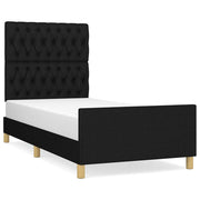 Vetonek Estructura de cama sin colchón tela negro 90x190 cm