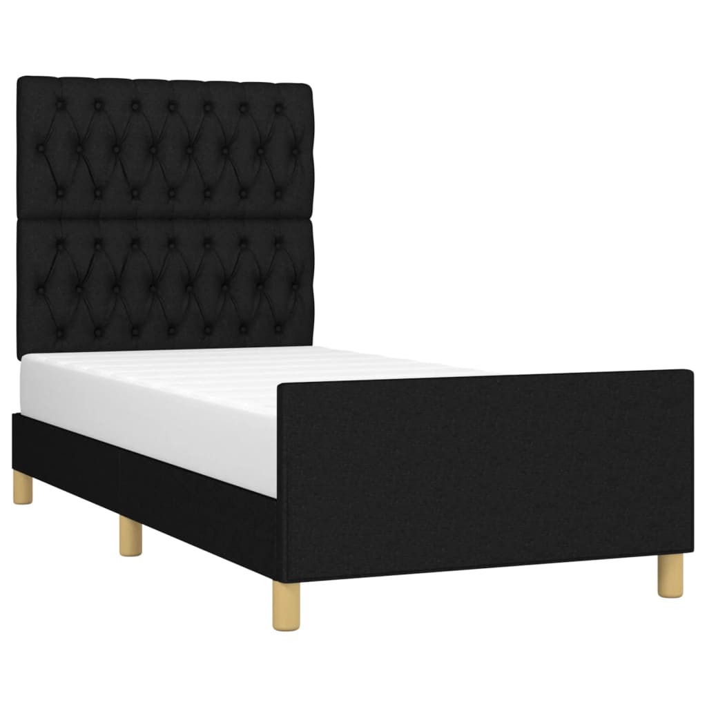 Estructura de cama sin colchón tela negro 90x190 cm - Vetonek