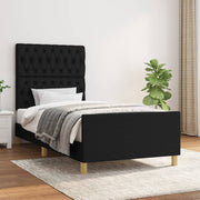 Estructura de cama sin colchón tela negro 90x190 cm v7635 Vetonek