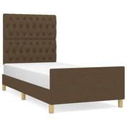 Vetonek Estructura de cama sin colchón tela marrón oscuro 90x190 cm