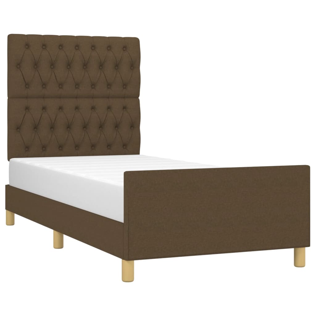 Estructura de cama sin colchón tela marrón oscuro 90x190 cm v7642 - Vetonek