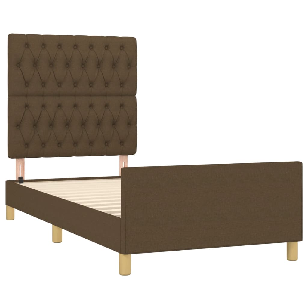 Estructura de cama sin colchón tela marrón oscuro 90x190 cm v7642 - Vetonek