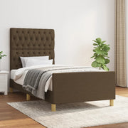 Estructura de cama sin colchón tela marrón oscuro 90x190 cm v7642 Vetonek