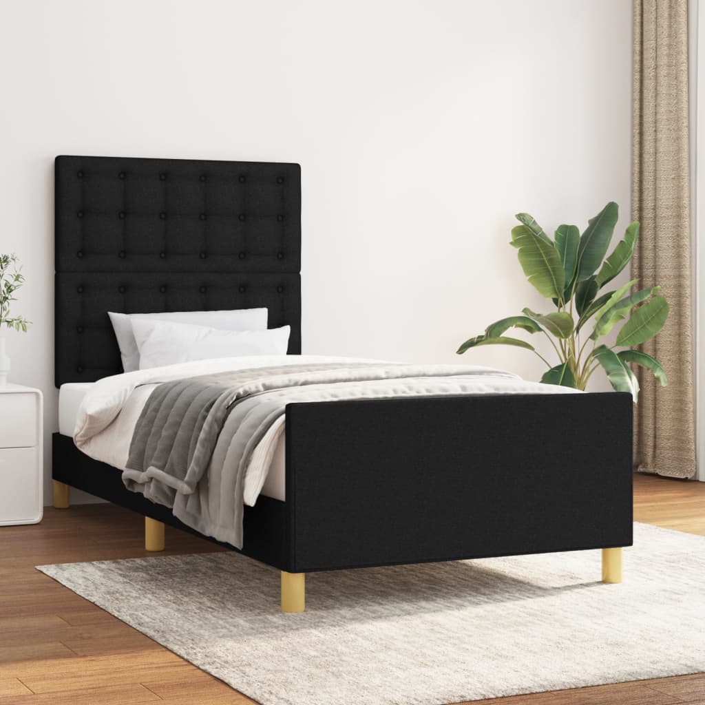 Vetonek Estructura de cama sin colchón tela negro 100x200 cm